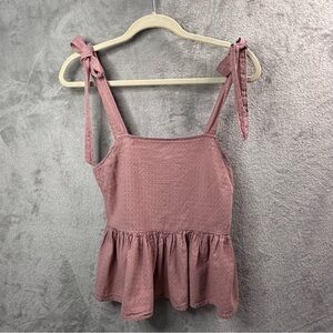 Madewell Rosalie Top XXS‎ Dusty Rose | Embroidered Boho Tie Strap Tank